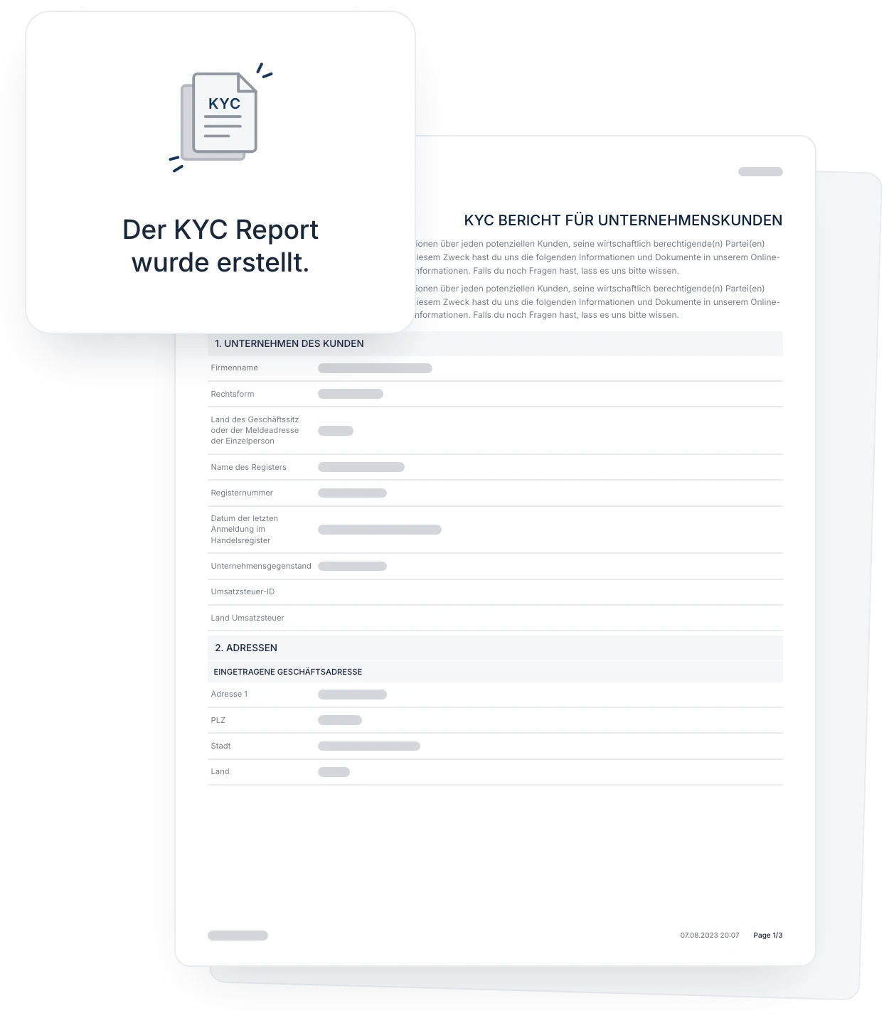 Automatically generated KYC report
